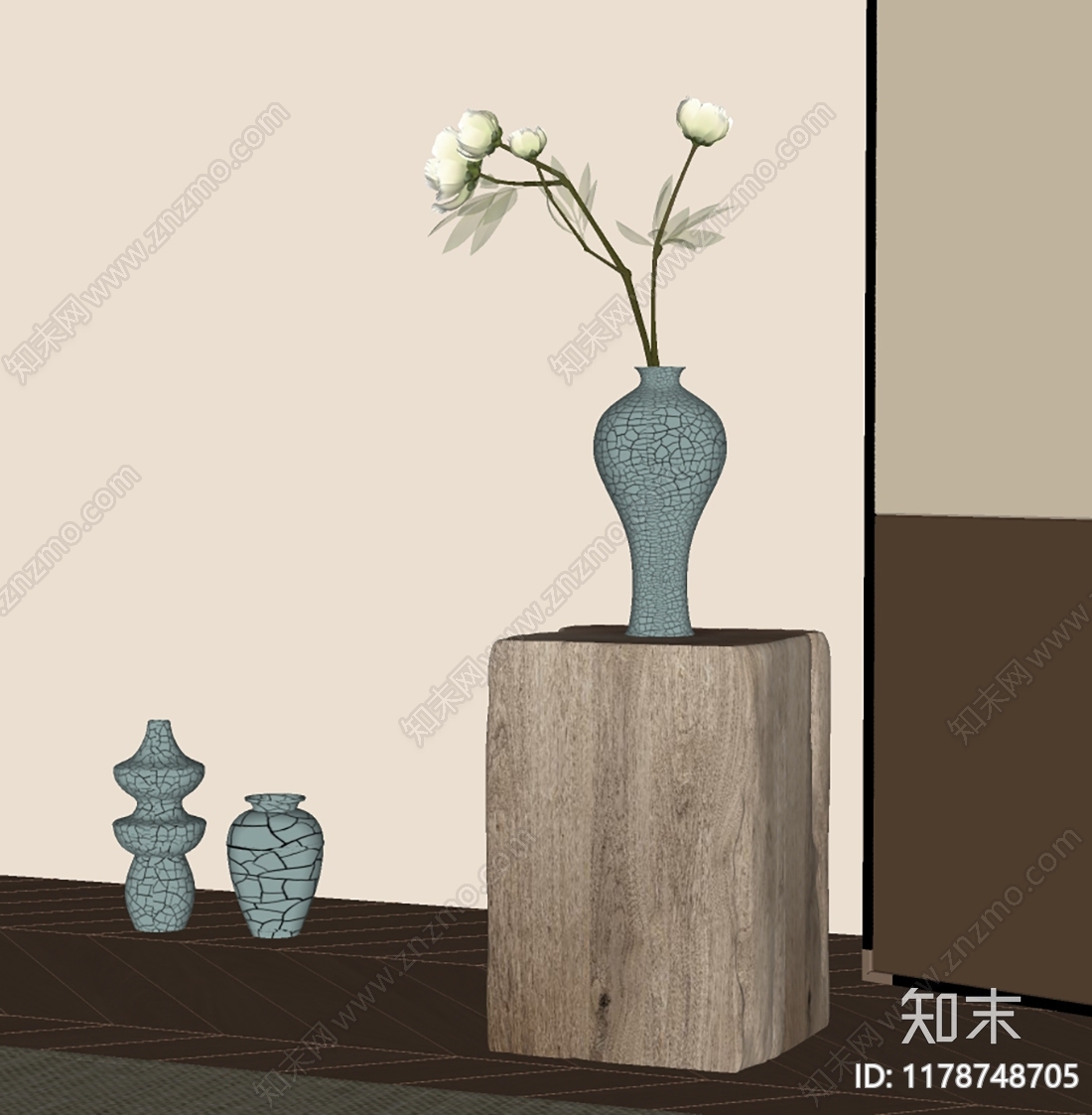 新中式花艺SU模型下载【ID:1178748705】