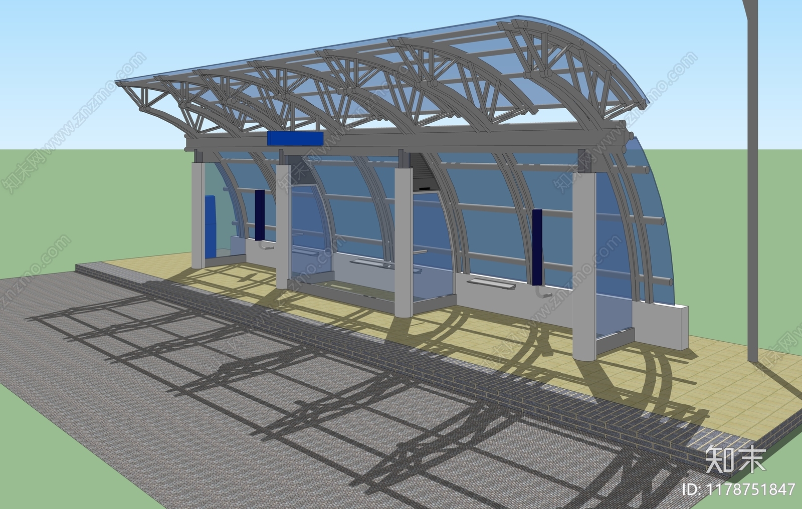 现代公交站台SU模型下载【ID:1178751847】