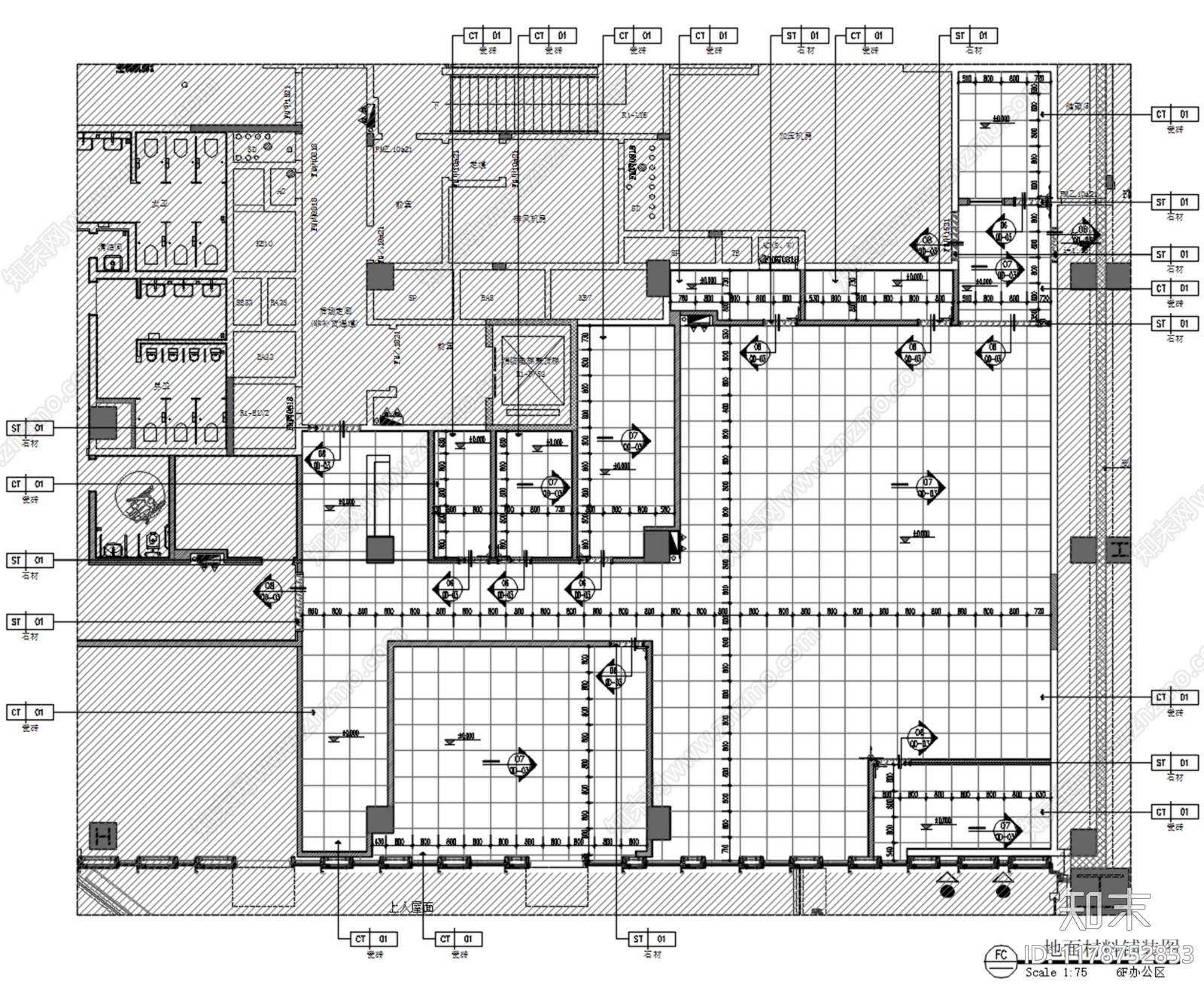 简约整体办公空间施工图下载【ID:1178752853】