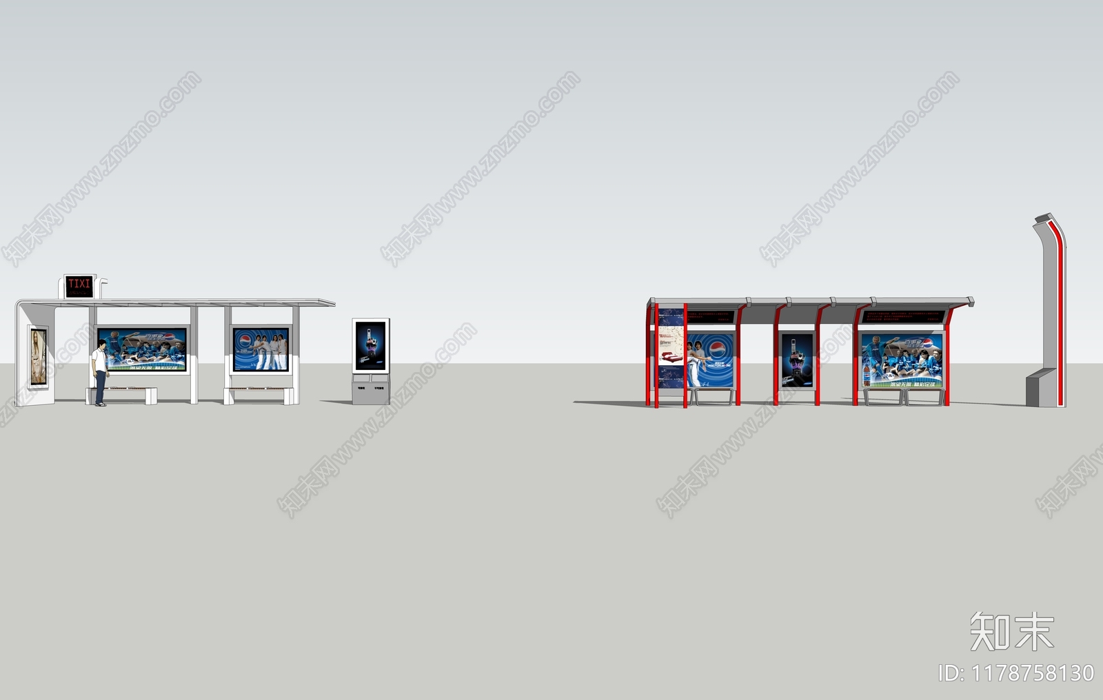 现代公交站台SU模型下载【ID:1178758130】