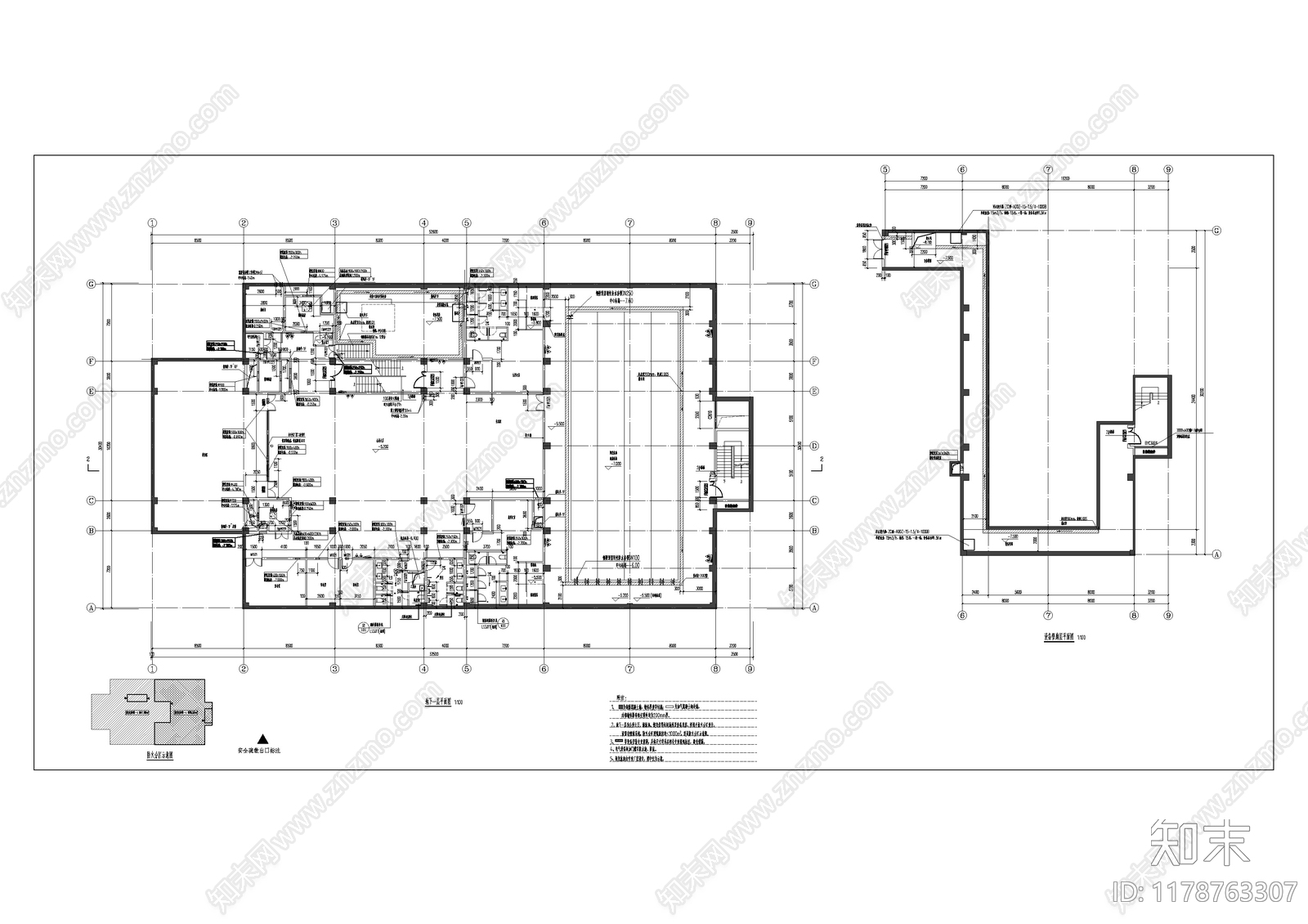 新中式售楼处建筑cad施工图下载【ID:1178763307】