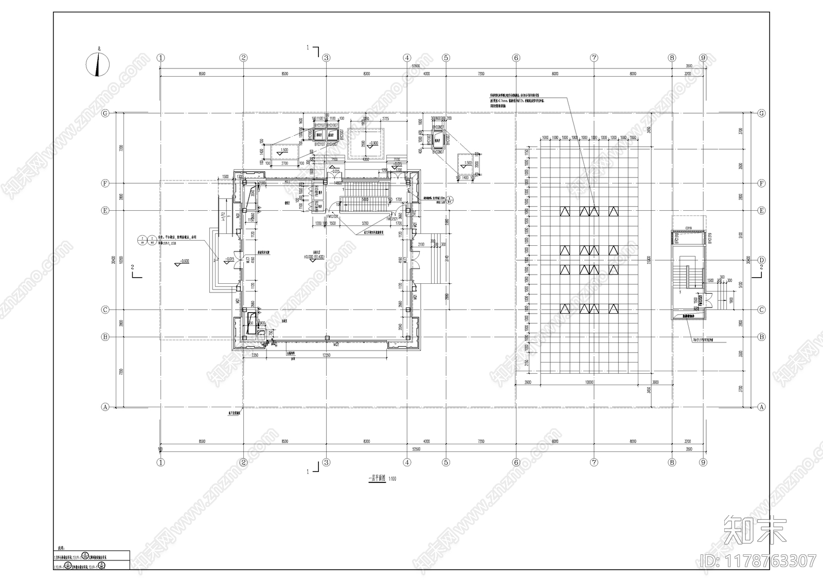 新中式售楼处建筑cad施工图下载【ID:1178763307】