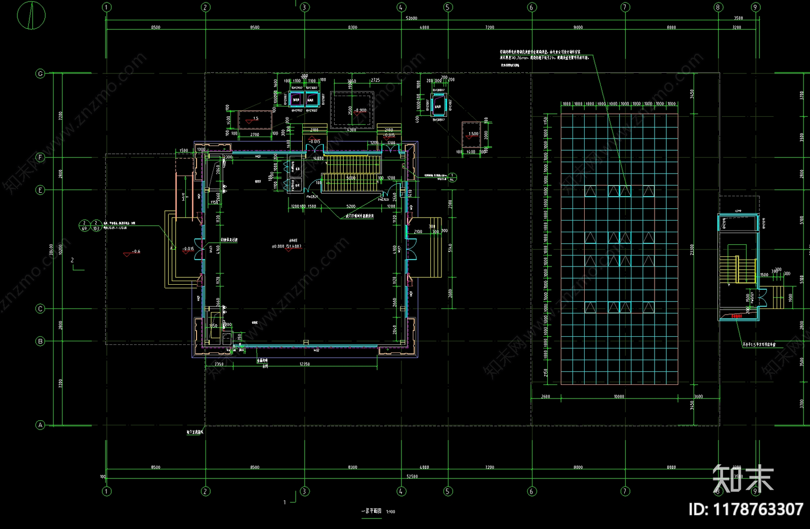 新中式售楼处建筑cad施工图下载【ID:1178763307】