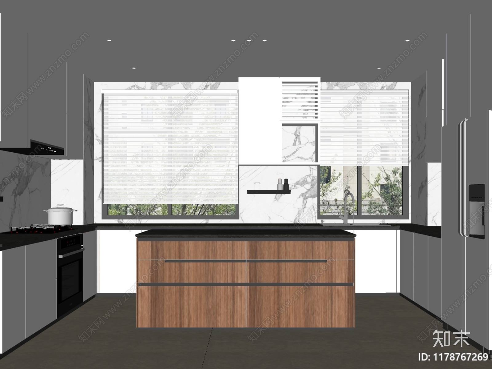现代极简开放式厨房SU模型下载【ID:1178767269】