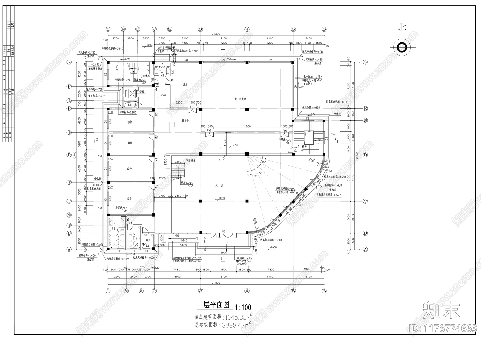现代图书馆建筑CAD图纸