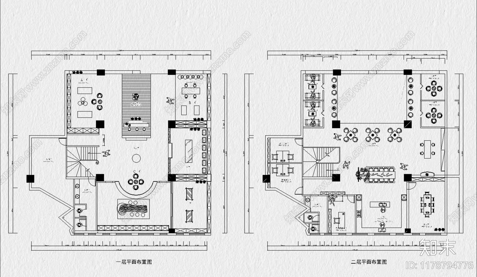 现代茶馆施工图下载【ID:1178794776】