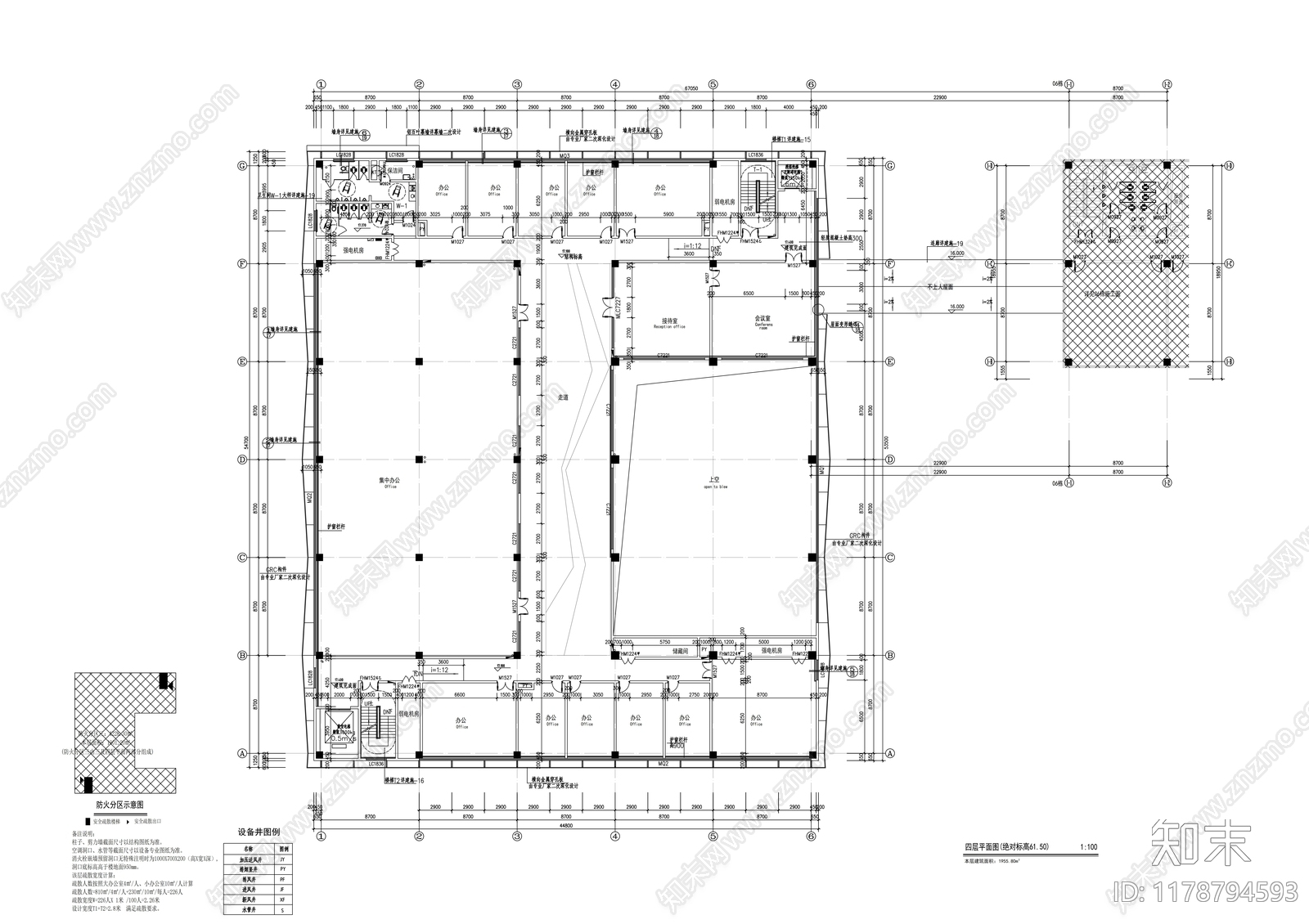 现代办公楼建筑cad施工图下载【ID:1178794593】