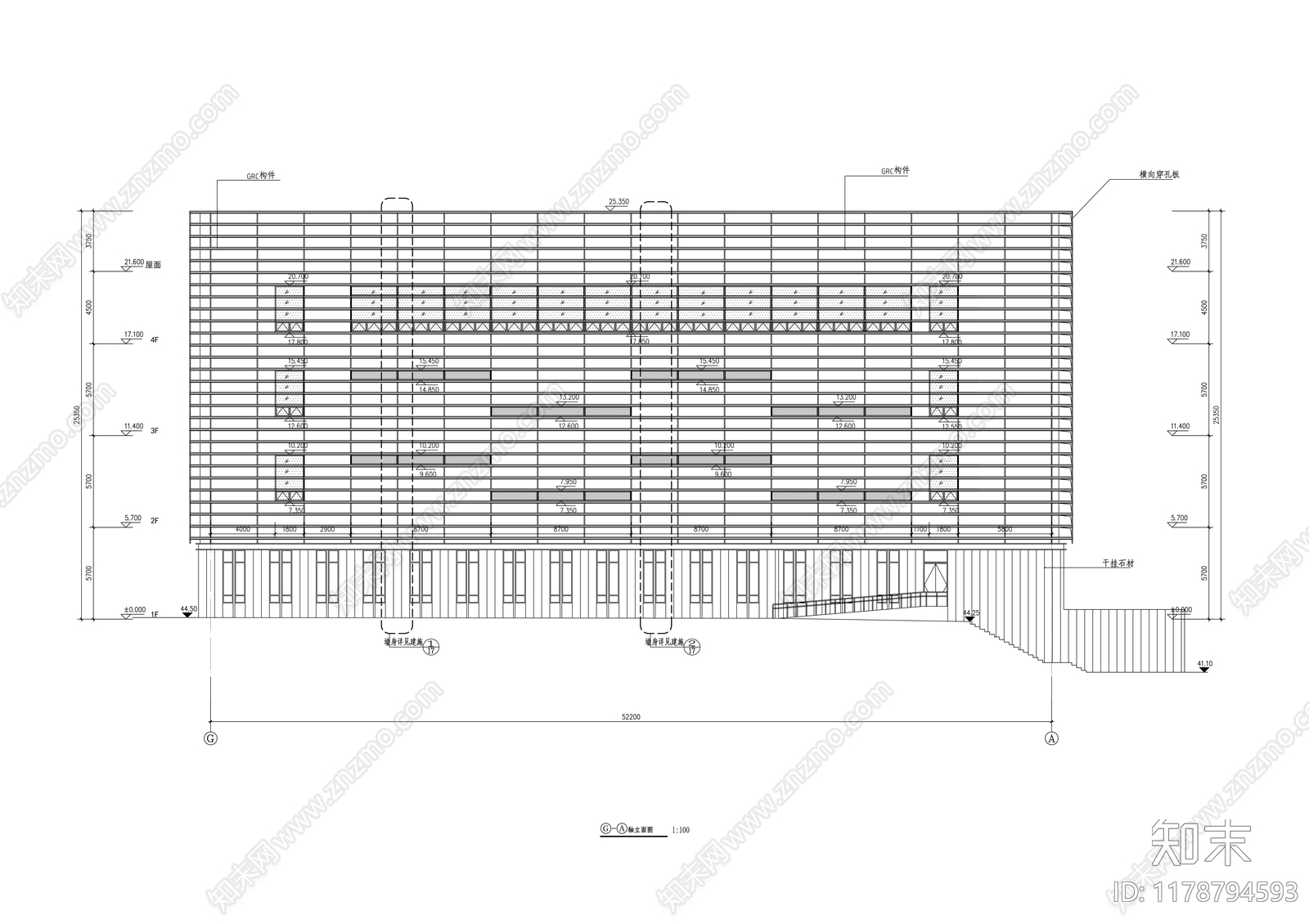 现代办公楼建筑cad施工图下载【ID:1178794593】