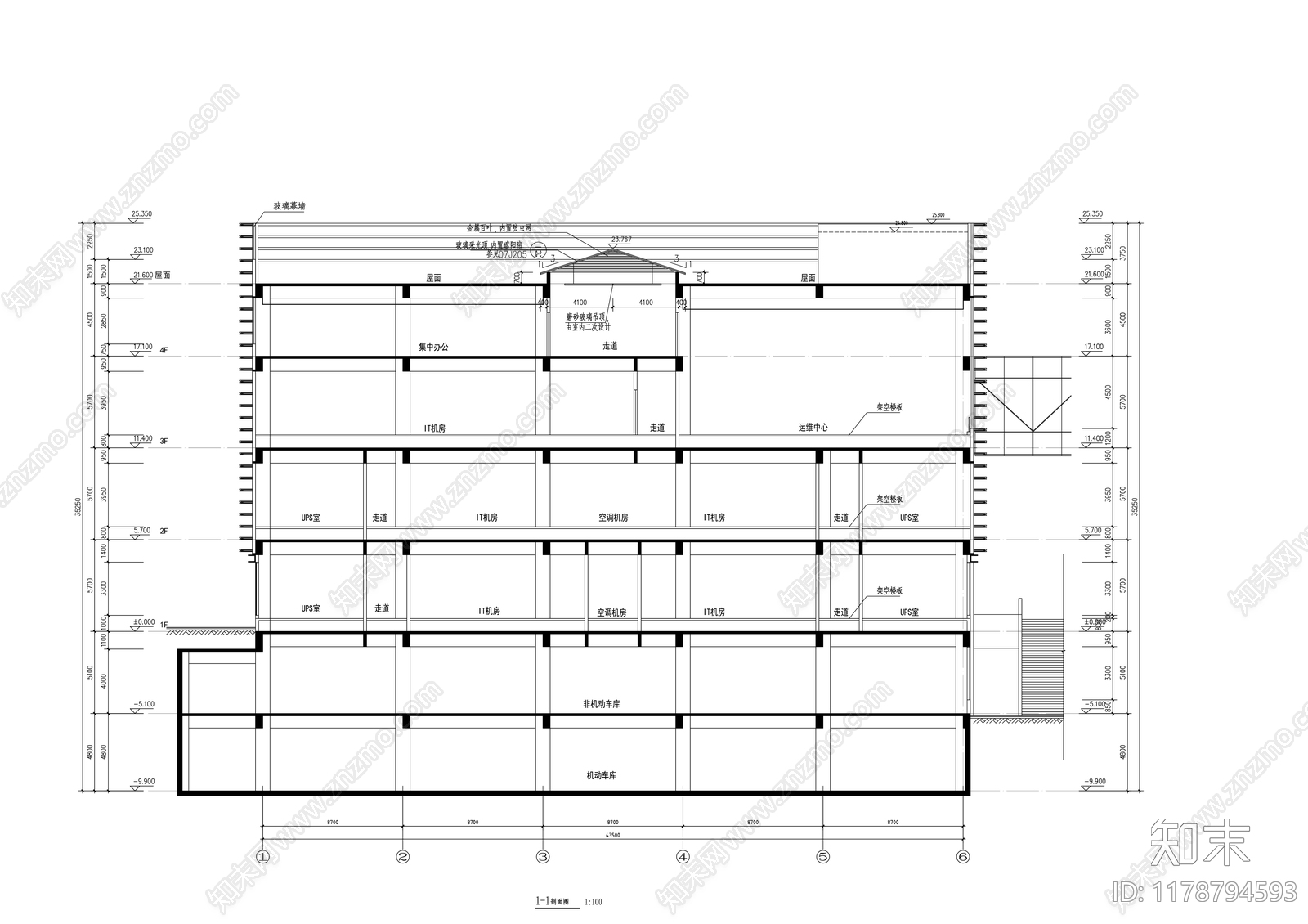 现代办公楼建筑cad施工图下载【ID:1178794593】