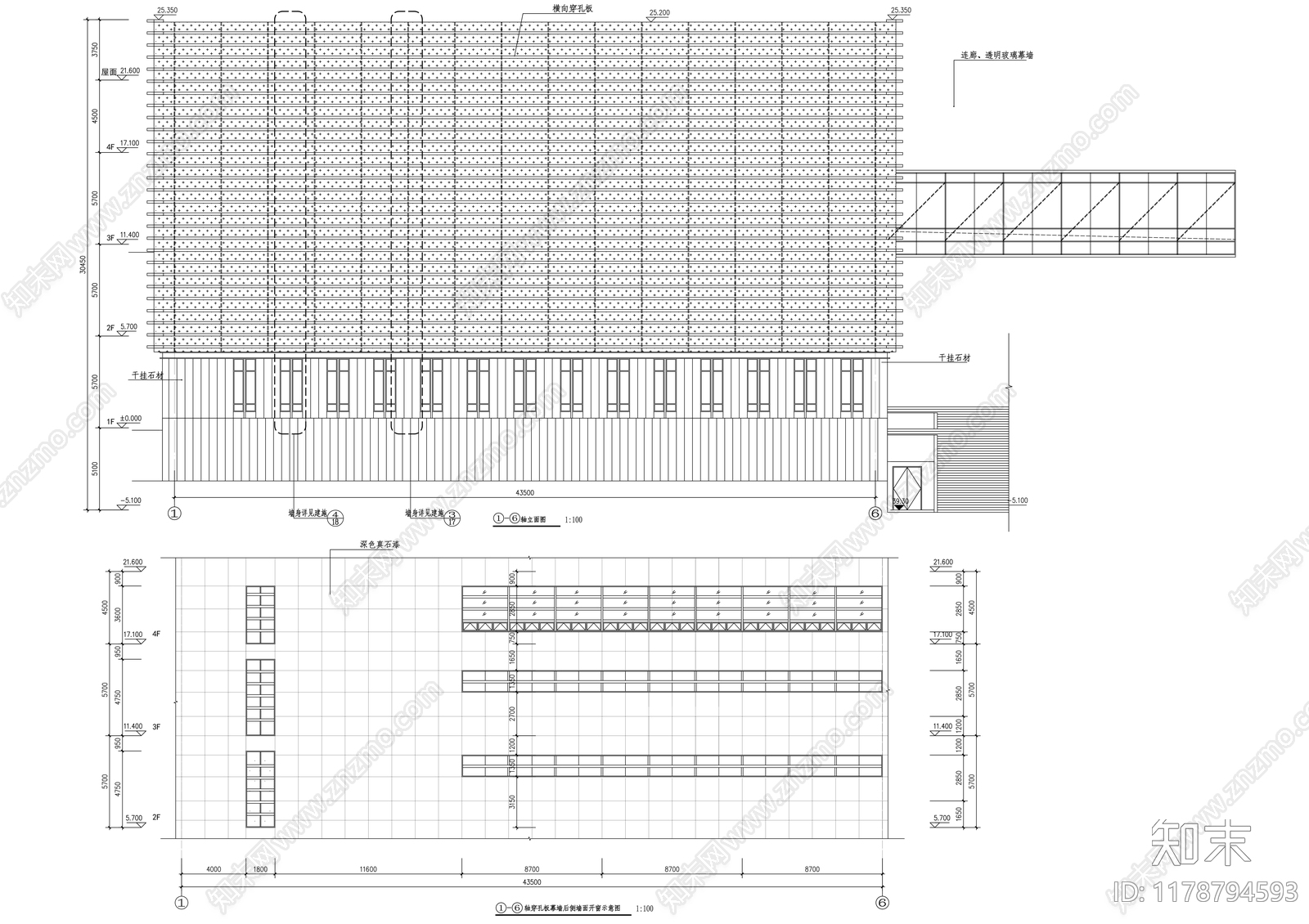 现代办公楼建筑cad施工图下载【ID:1178794593】