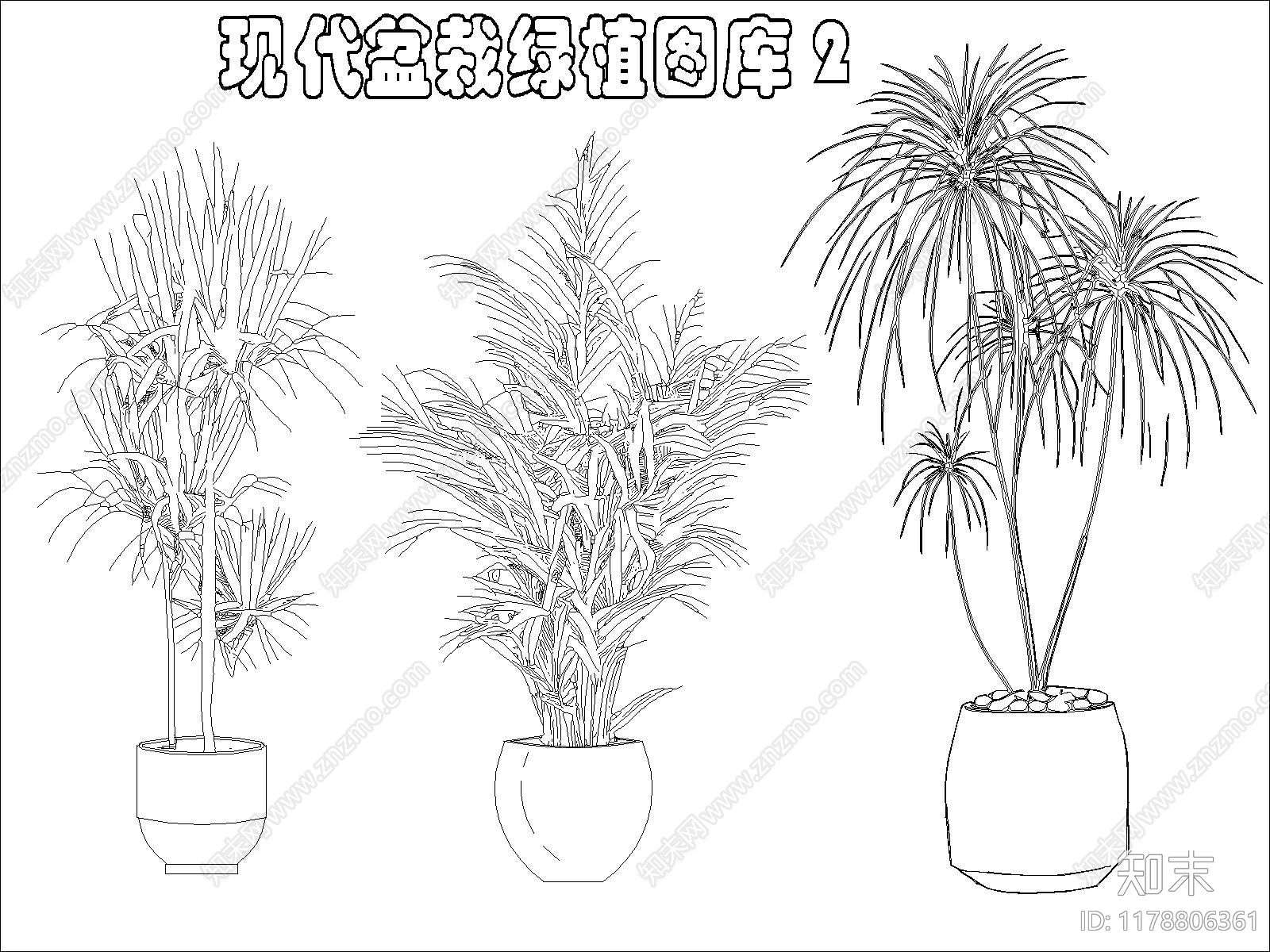 现代综合植物图库cad施工图下载【ID:1178806361】