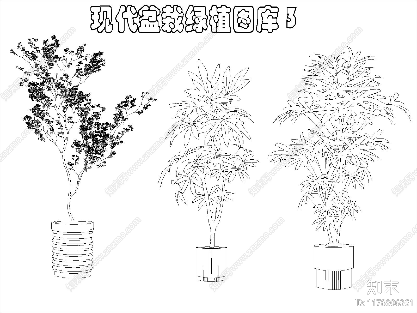 现代综合植物图库cad施工图下载【ID:1178806361】