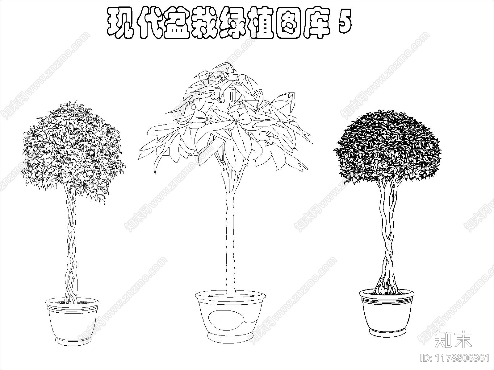 现代综合植物图库cad施工图下载【ID:1178806361】