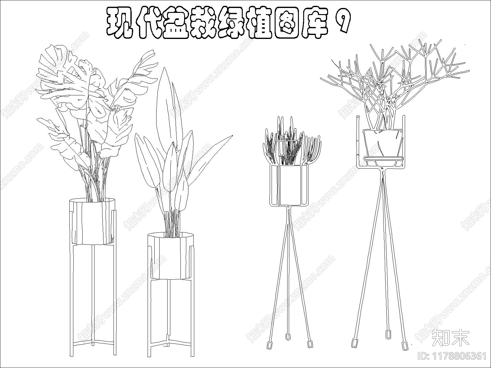 现代综合植物图库cad施工图下载【ID:1178806361】