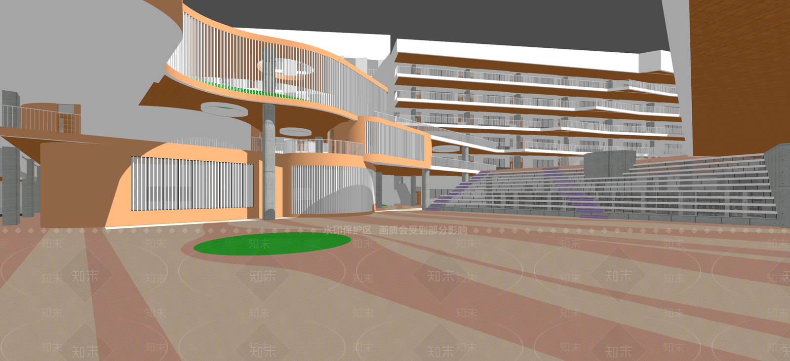 现代极简学校建筑SU模型下载【ID:1178811219】