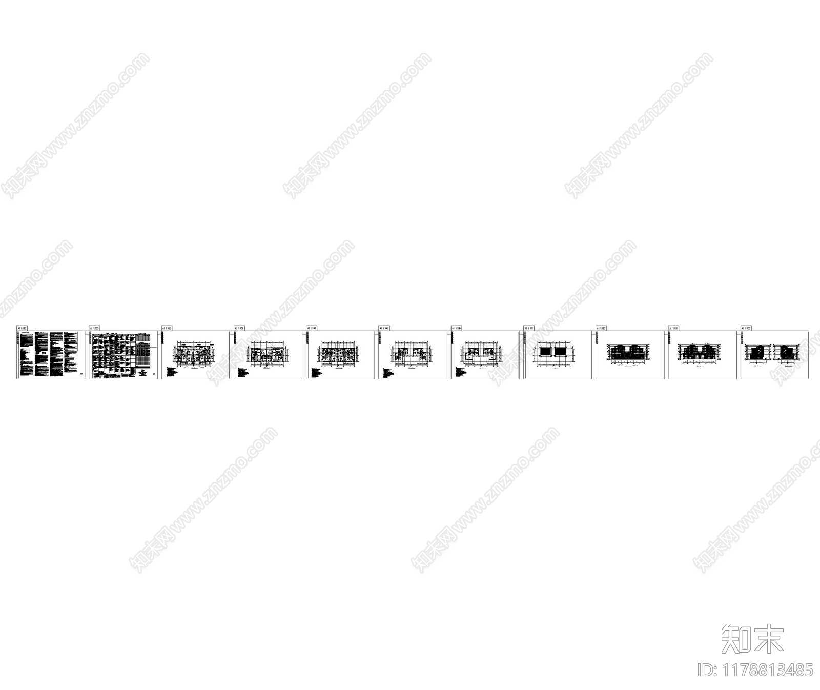 现代别墅建筑施工图下载【ID:1178813485】