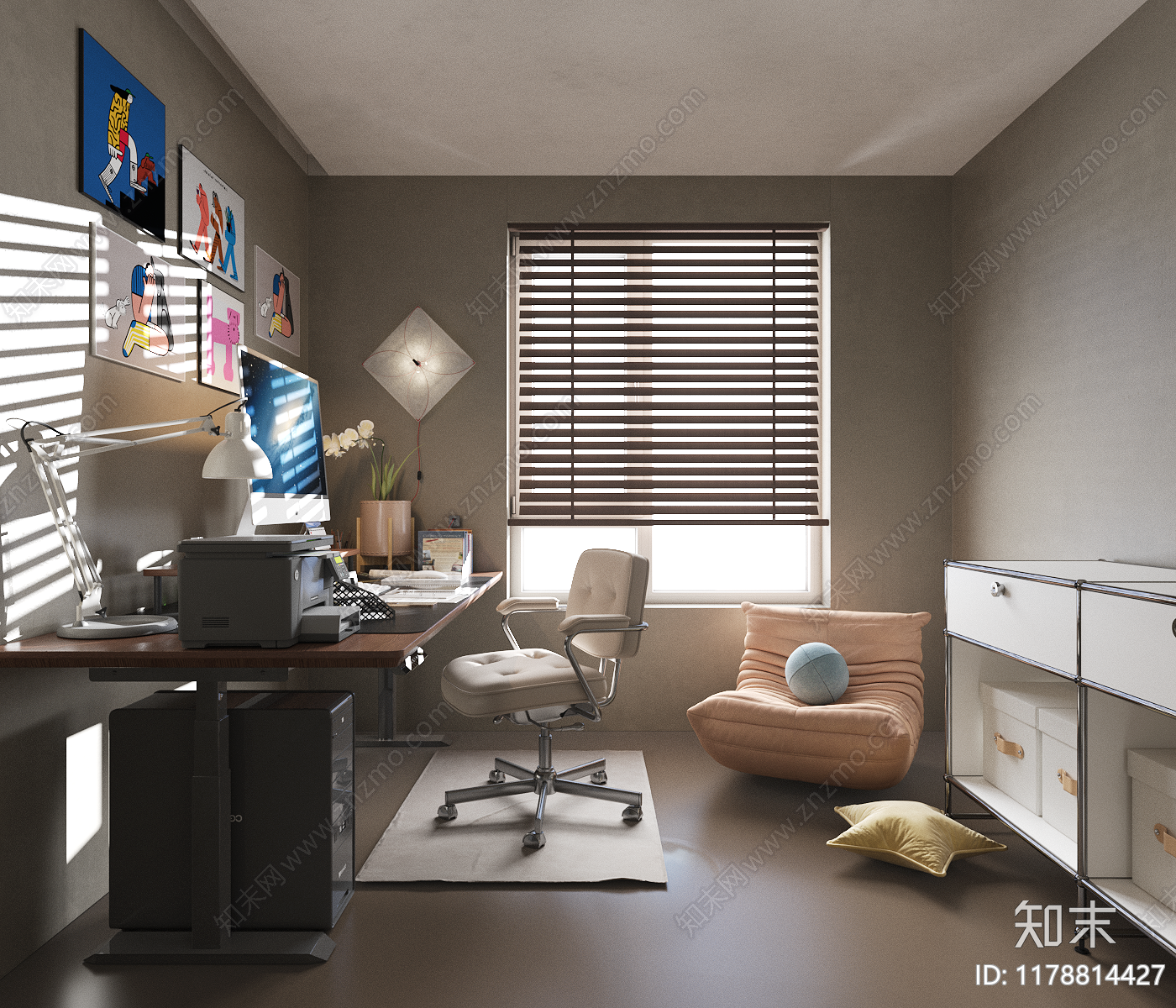 现代书房3D模型下载【ID:1178814427】