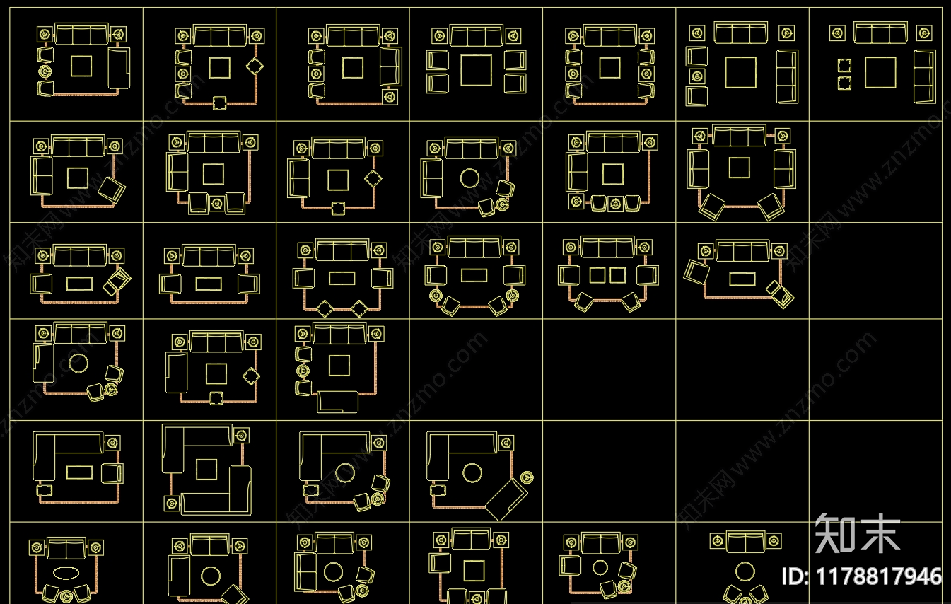 现代欧式综合家具图库施工图下载【ID:1178817946】