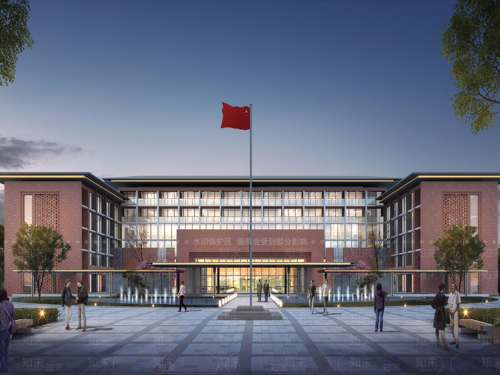 新中式学校建筑SU模型下载【ID:1178818754】