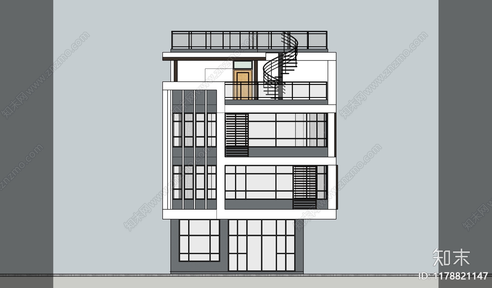 现代简约别墅SU模型下载【ID:1178821147】