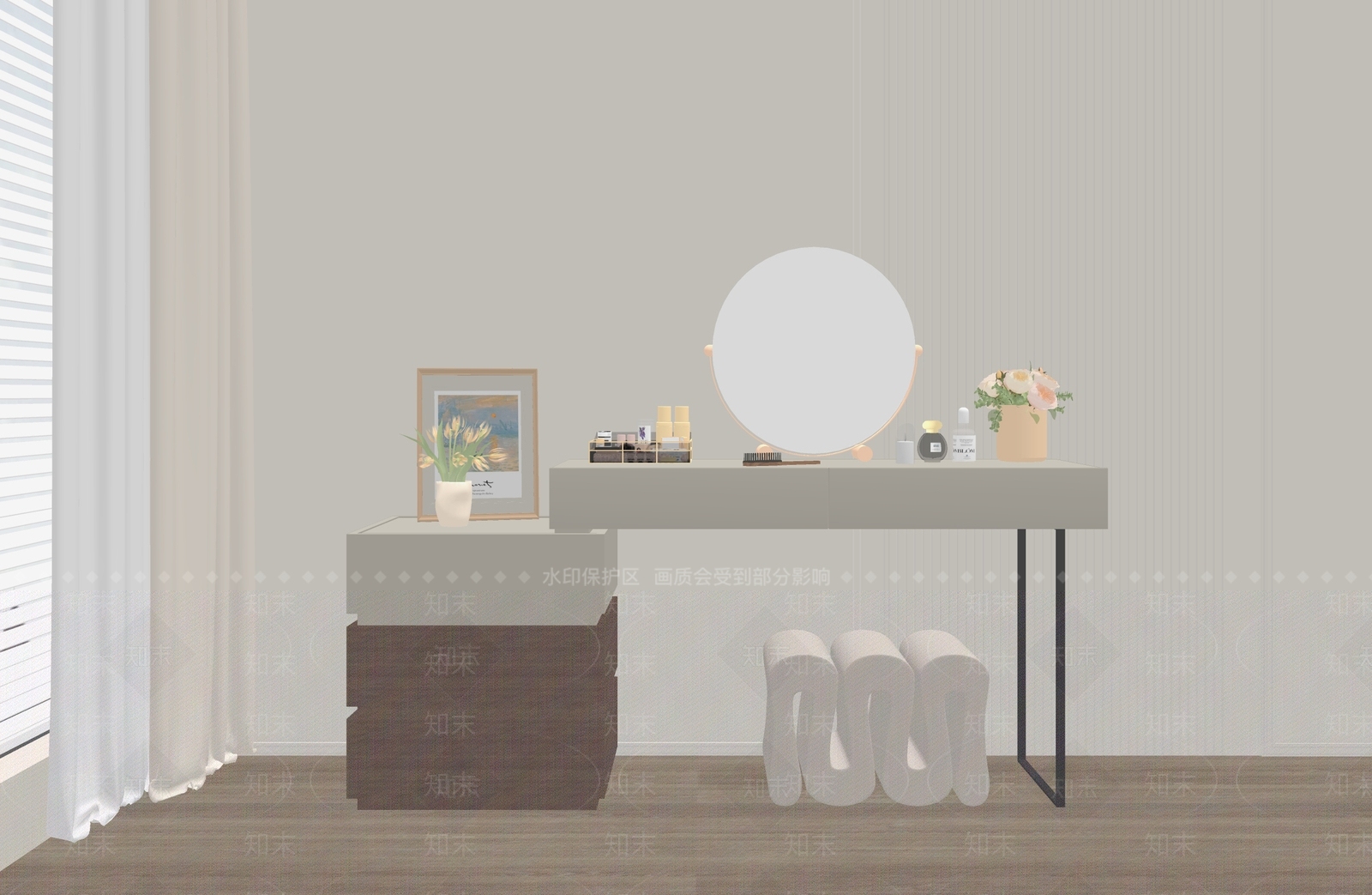 现代梳妆台SU模型下载【ID:1178821596】