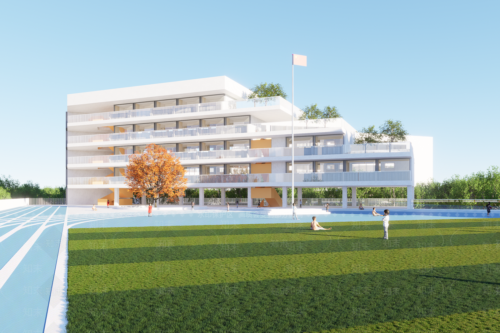 现代学校建筑SU模型下载【ID:1178823186】