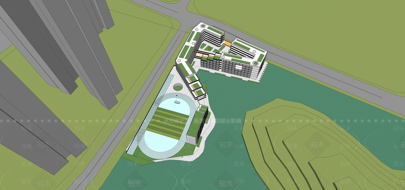 现代学校建筑SU模型下载【ID:1178823186】