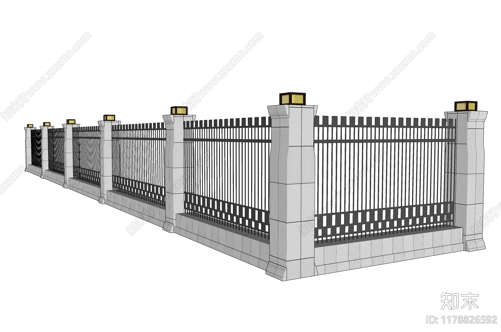 现代围墙SU模型下载【ID:1178826592】