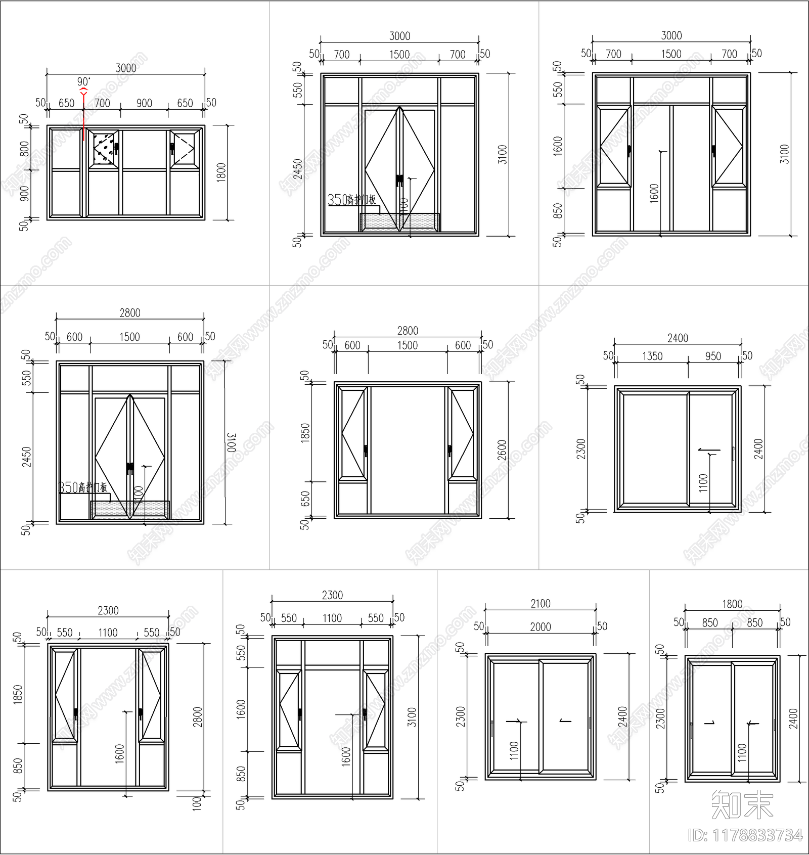 现代窗cad施工图下载【ID:1178833734】