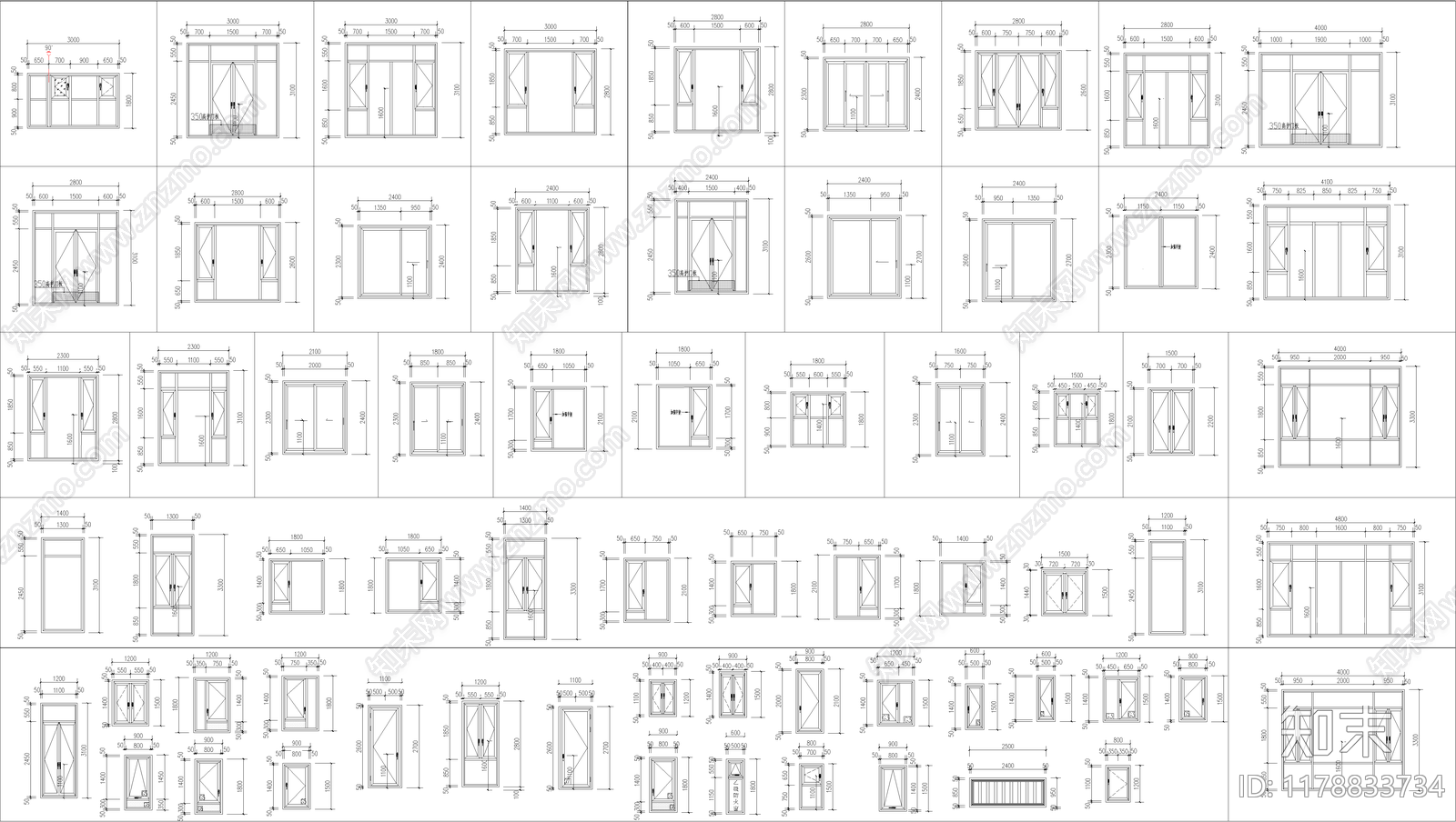 现代窗cad施工图下载【ID:1178833734】