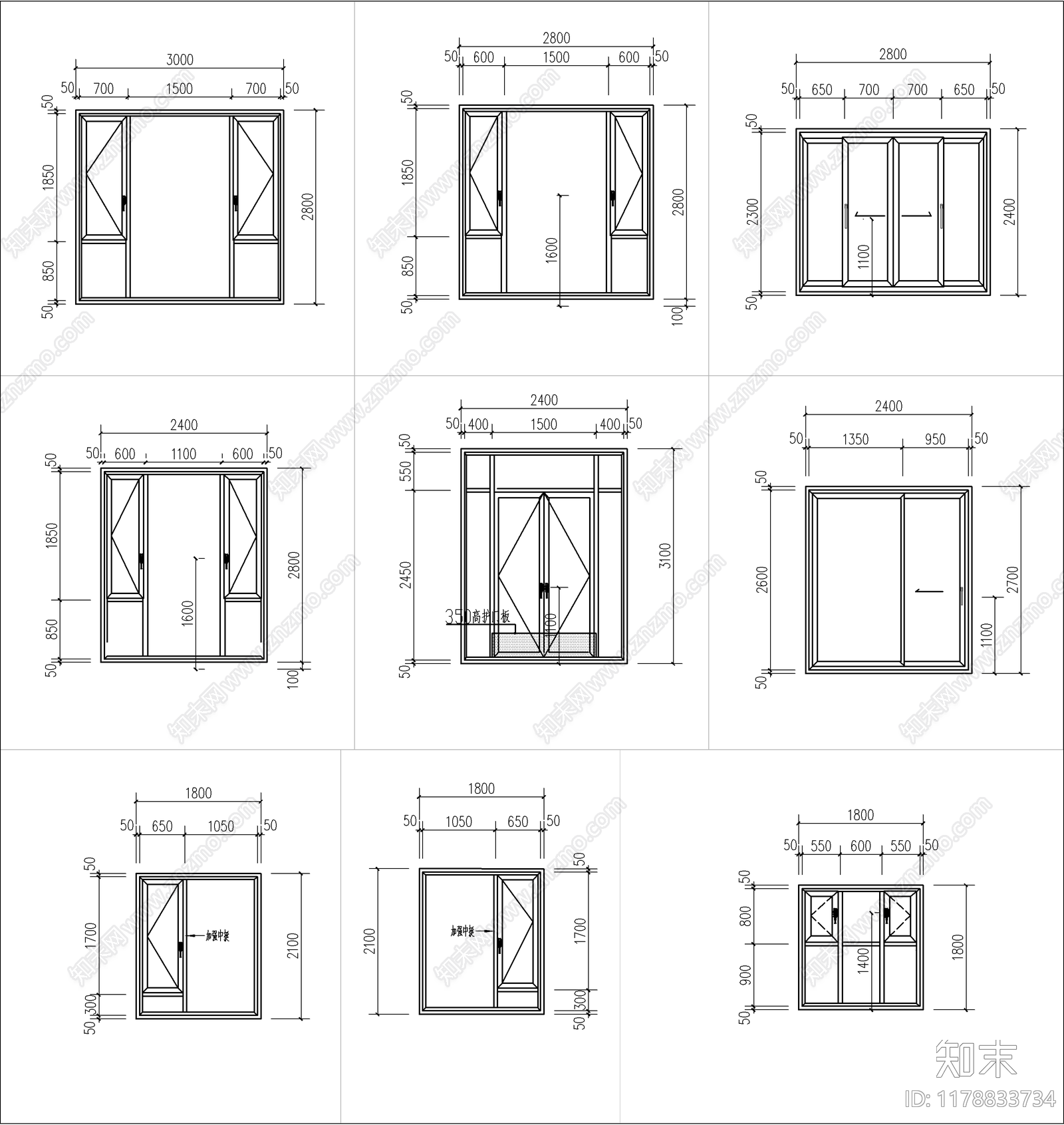 现代窗cad施工图下载【ID:1178833734】