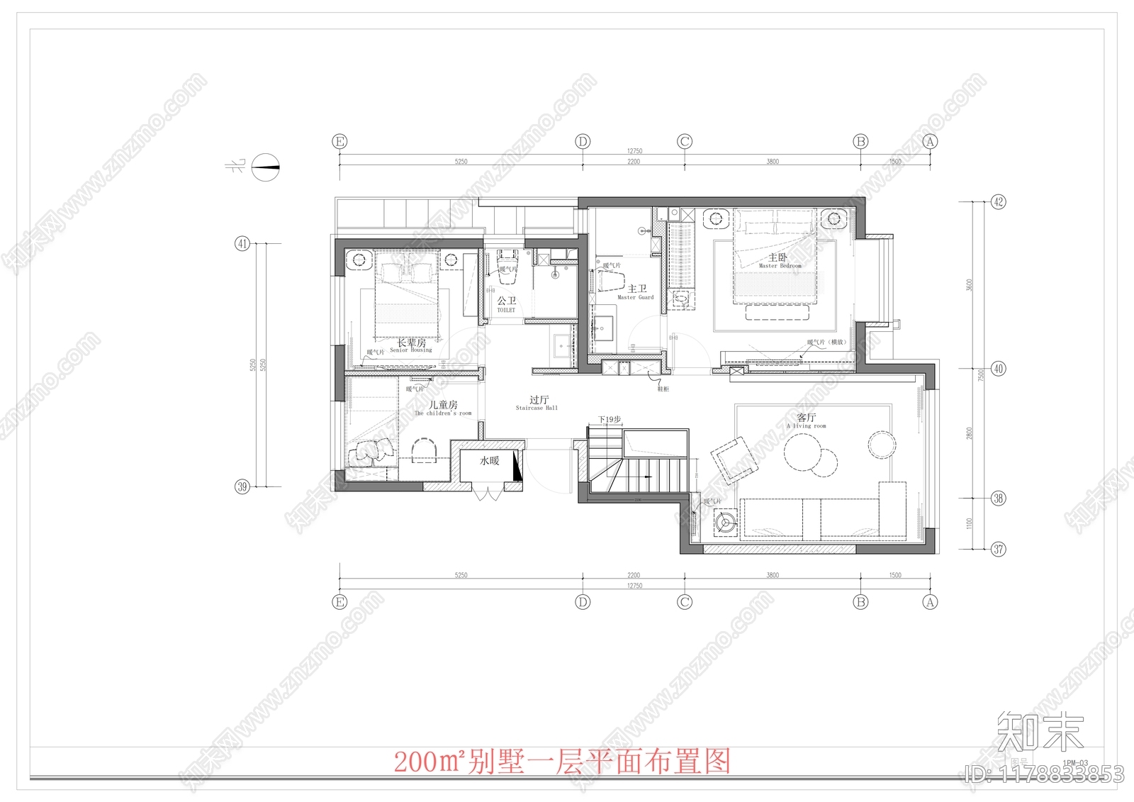 别墅cad施工图下载【ID:1178833853】