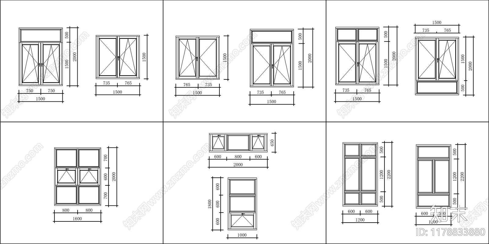 现代窗cad施工图下载【ID:1178833880】
