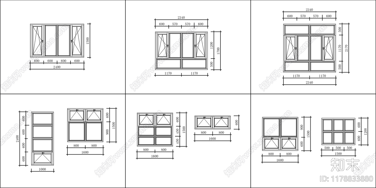现代窗cad施工图下载【ID:1178833880】