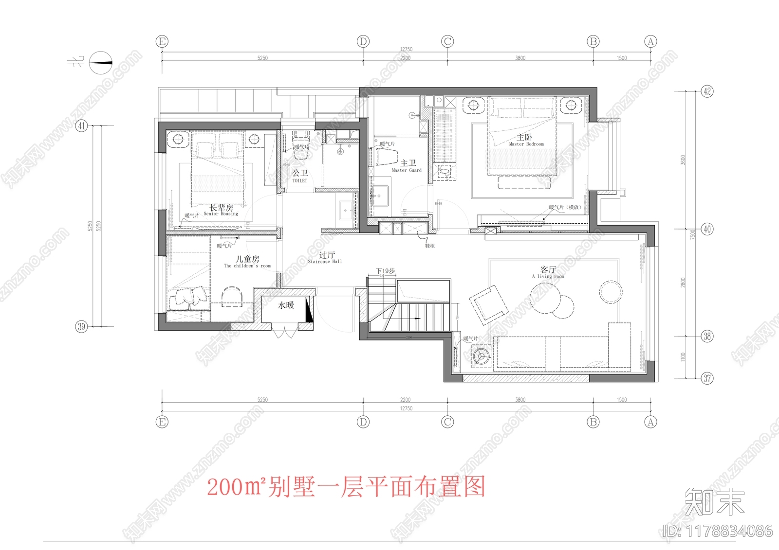 别墅cad施工图下载【ID:1178834086】