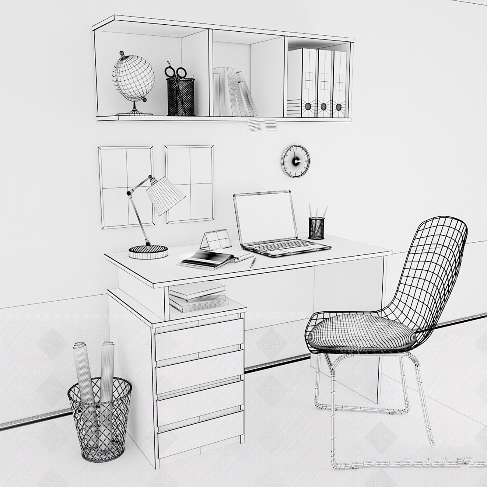 办公桌椅3D模型下载【ID:1178838321】