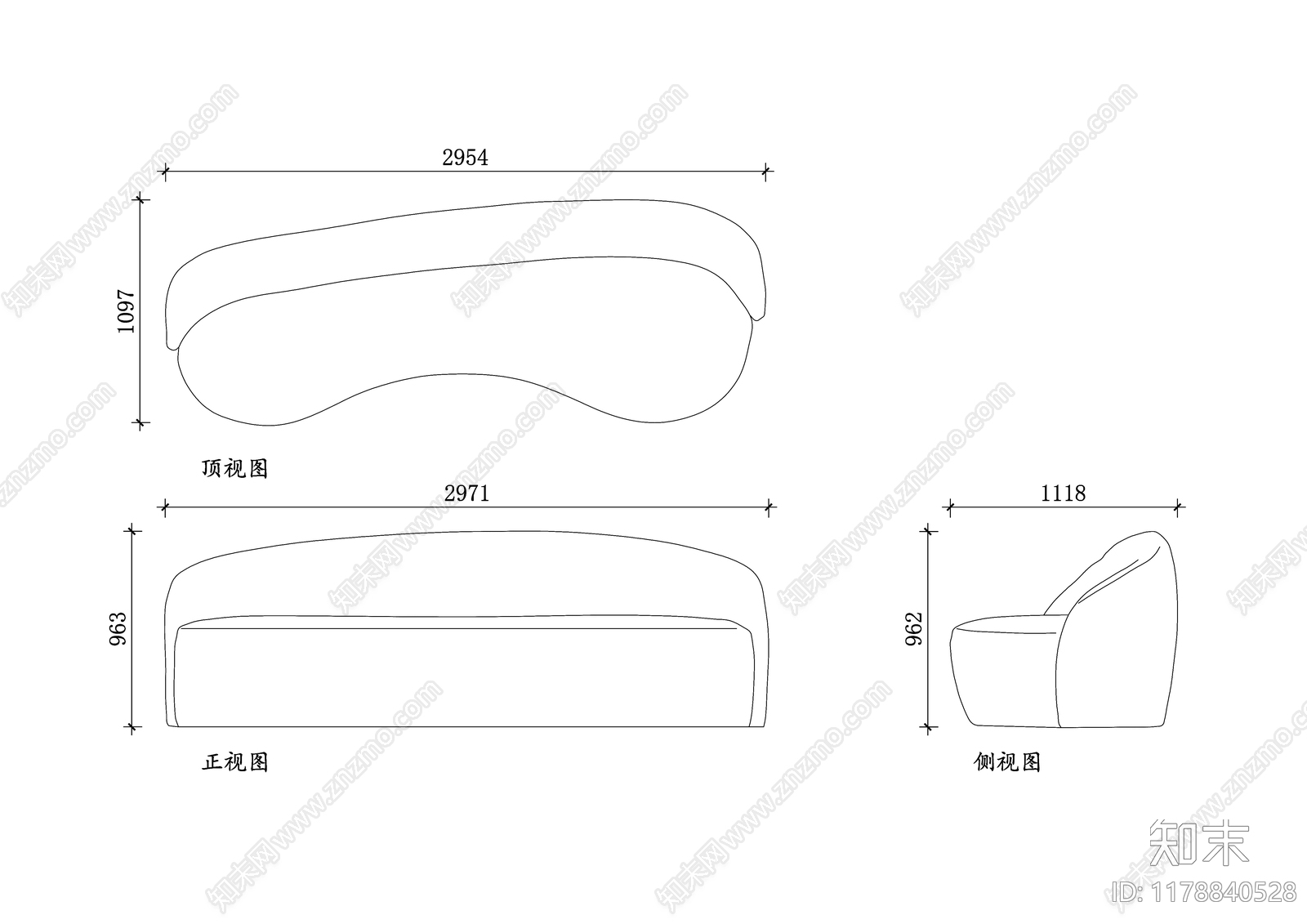 现代沙发cad施工图下载【ID:1178840528】