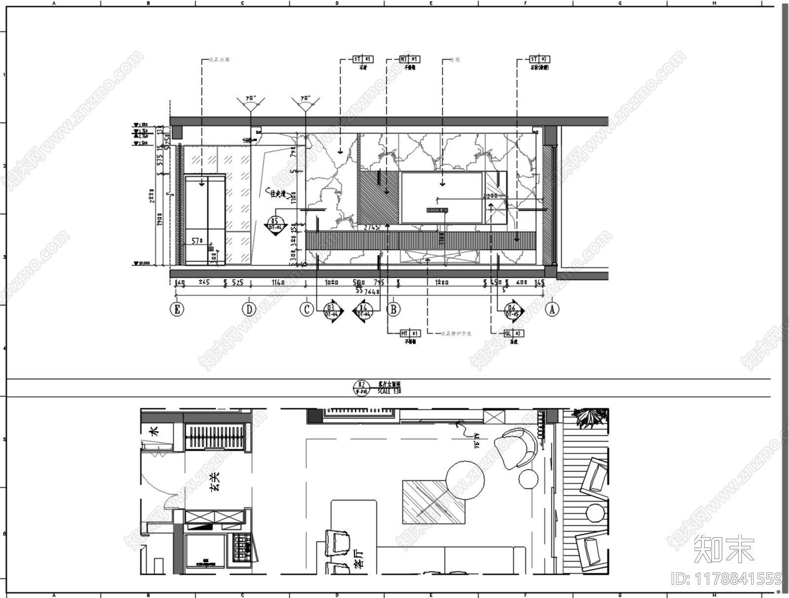 平层cad施工图下载【ID:1178841559】