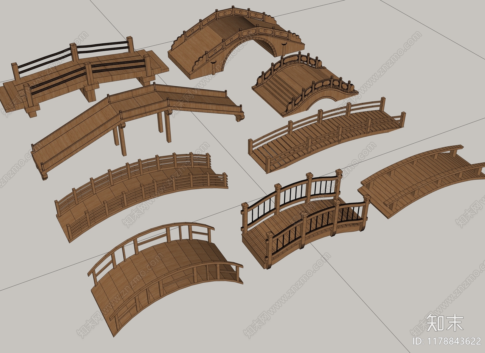 现代新中式景观桥SU模型下载【ID:1178843622】