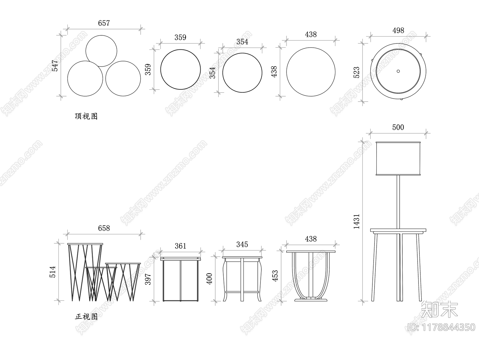 现代桌子施工图下载【ID:1178844350】