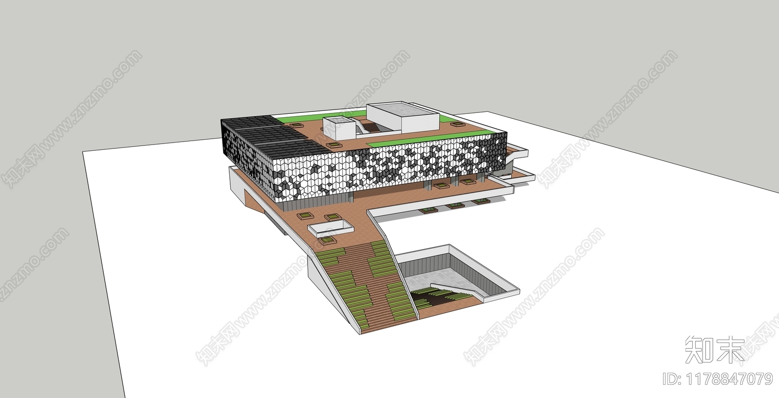 现代学校建筑SU模型下载【ID:1178847079】