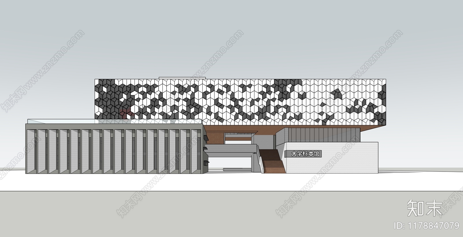 现代学校建筑SU模型下载【ID:1178847079】