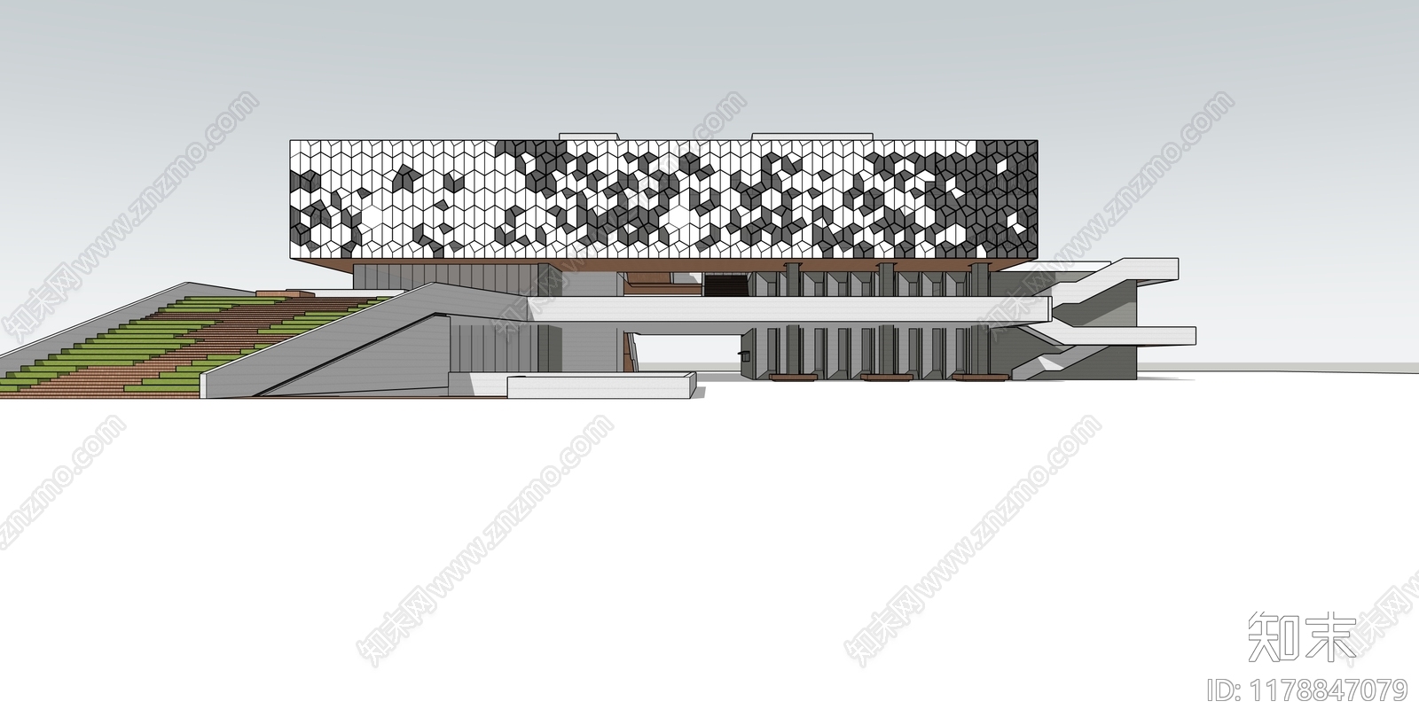 现代学校建筑SU模型下载【ID:1178847079】