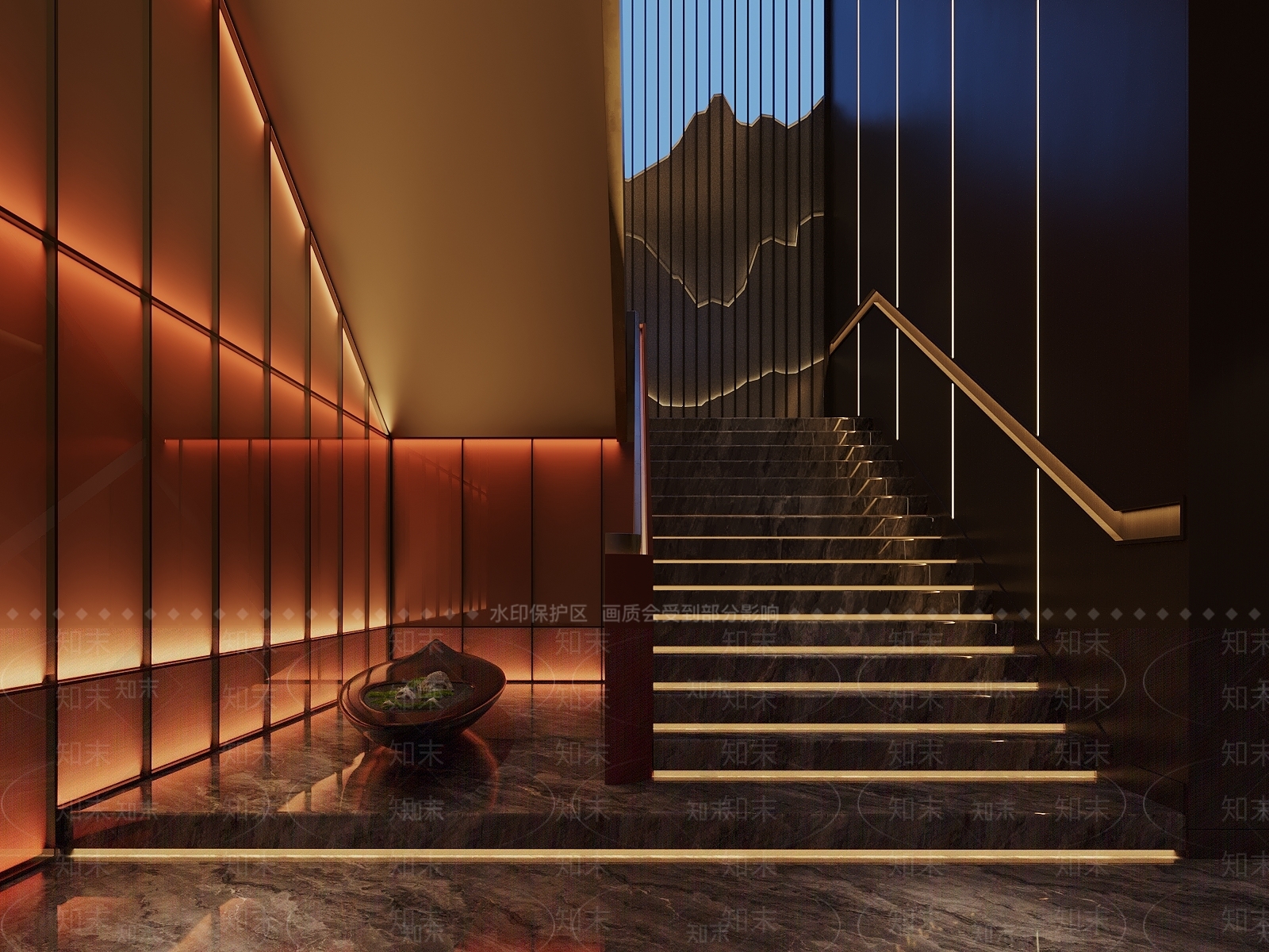 新中式楼梯间SU模型下载【ID:1178853534】