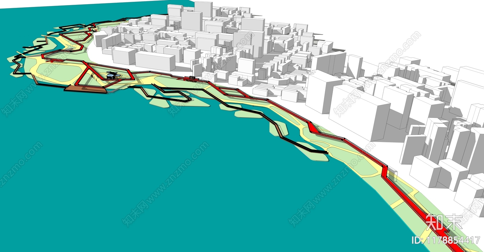 现代滨水景观SU模型下载【ID:1178854417】