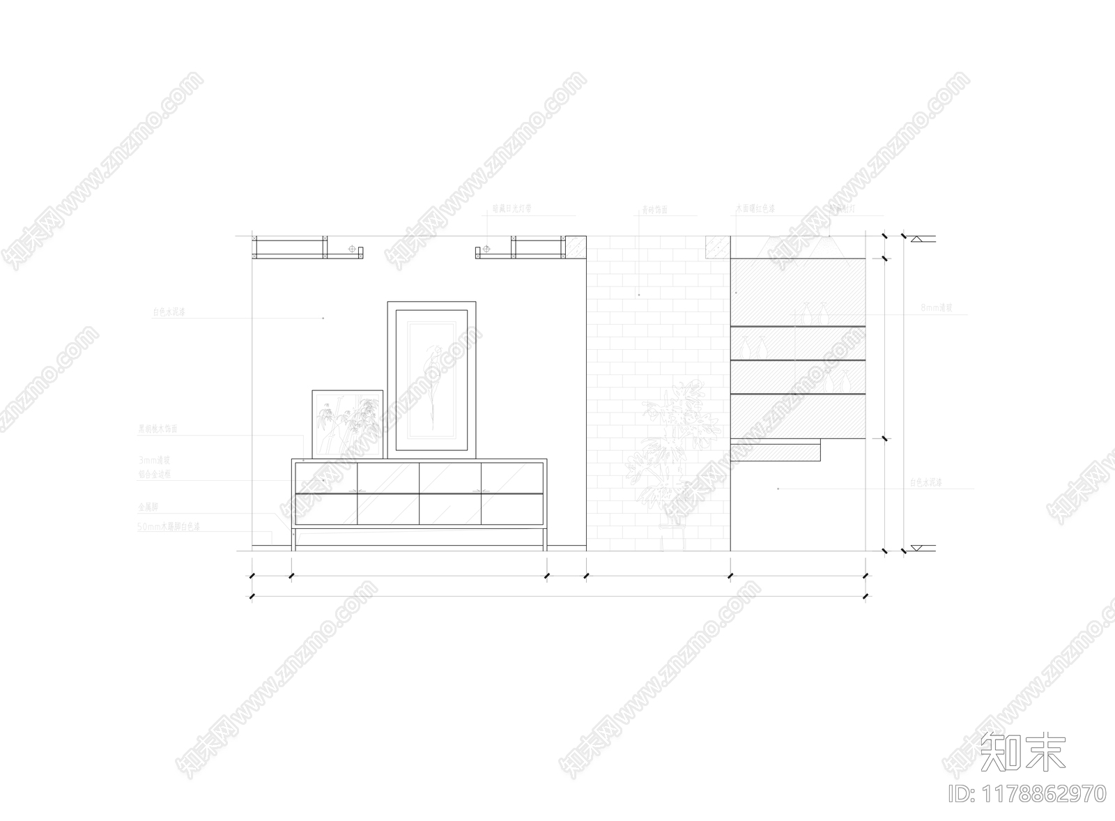 现代客厅cad施工图下载【ID:1178862970】