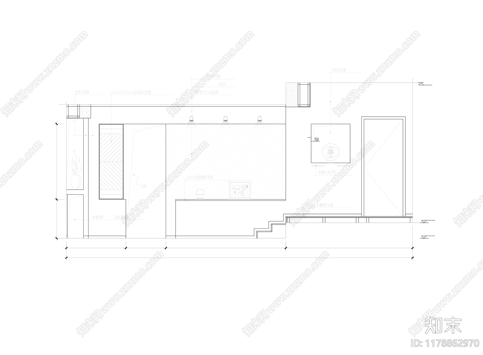 现代客厅cad施工图下载【ID:1178862970】