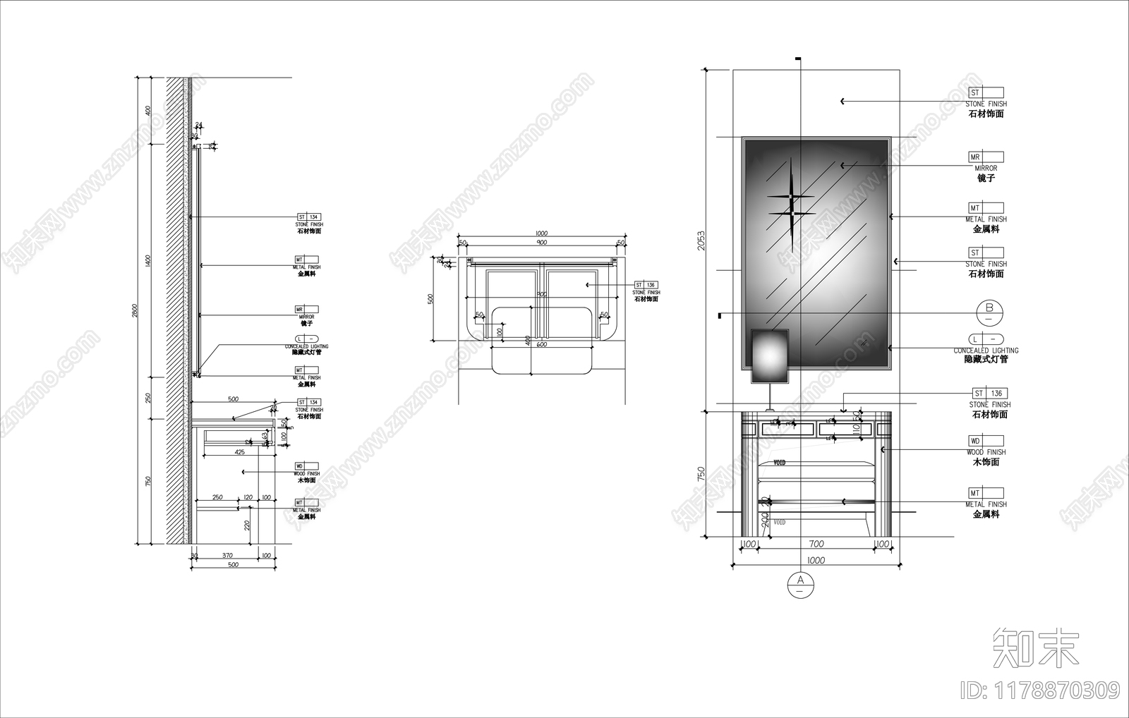 现代家具节点详图cad施工图下载【ID:1178870309】