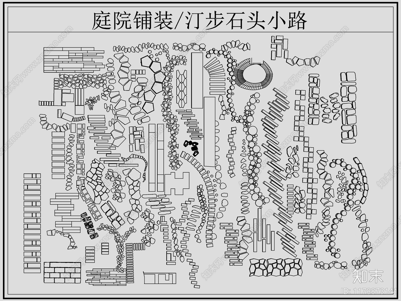 中式铺装图库cad施工图下载【ID:1178873141】