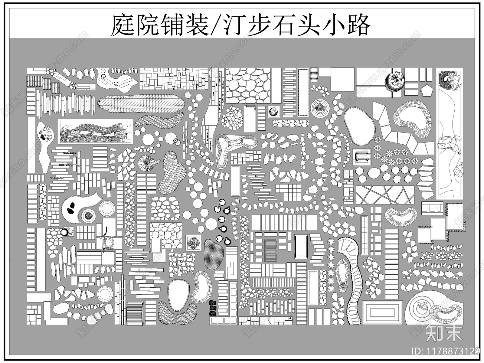 中式铺装图库cad施工图下载【ID:1178873129】